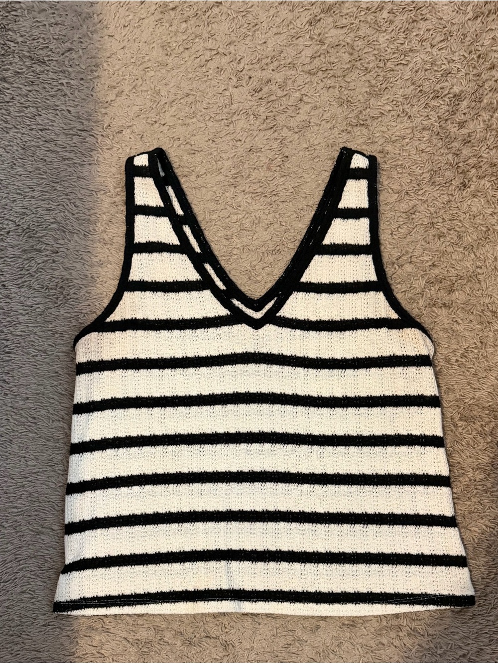 A new day - target black & white striped v-neck knit tank